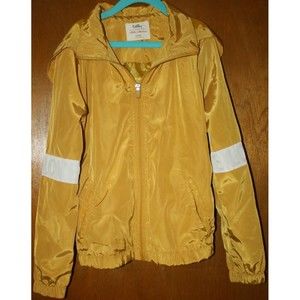Kelly By 26 International Windbreaker Jacket Sz S(7/8) Gold White Stripe Love